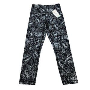 Balance Collection Women’s Cropped Floral Leggings Navy/White Size Small New